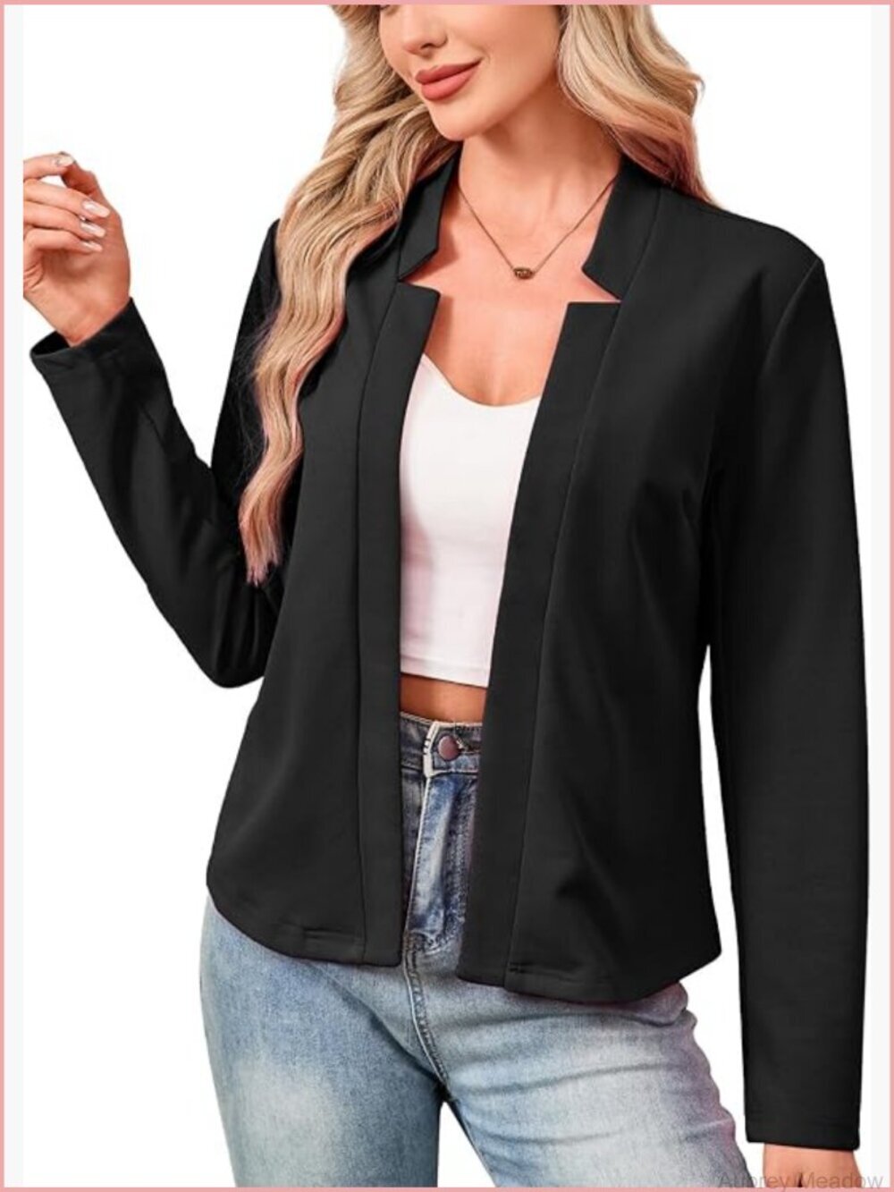 Slim-Fit Long Sleeve Open Front Blazer for Women Business Casual